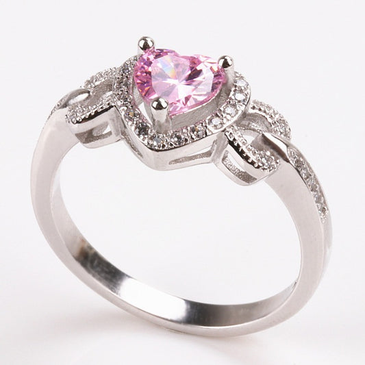 Fashionable White P Heart Wedding Rings