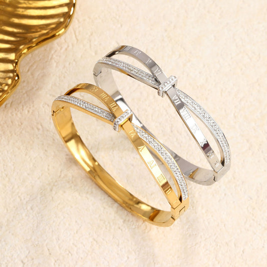 European And American Trendy Titanium Steel Fade-proof Roman Numeral Couple Bracelets For Men And Women